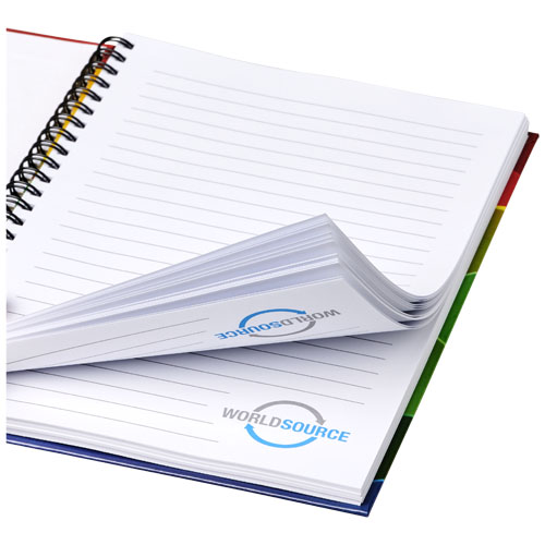 Notesbog med tryk, A6, hardcover, spiralryg, model Wire-O