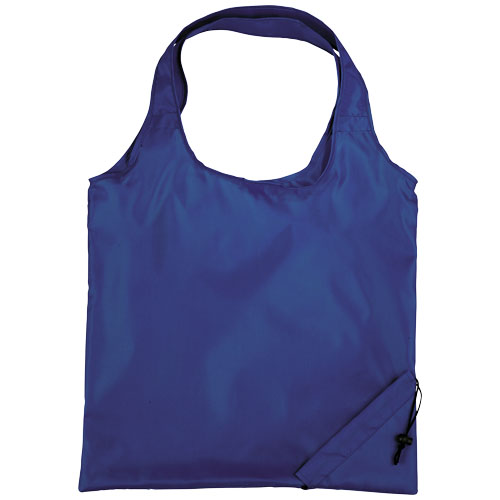 Shopper taske med tryk, foldbar, model Bungalow kongeblaa