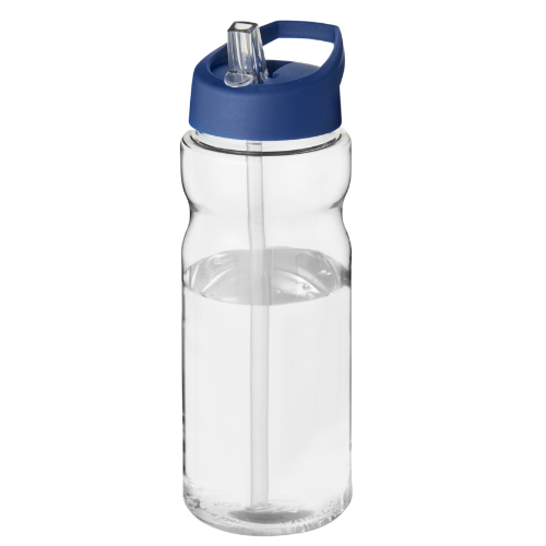Sportsflaske med hældetud og logo, 650 ml, model H2O Base blå