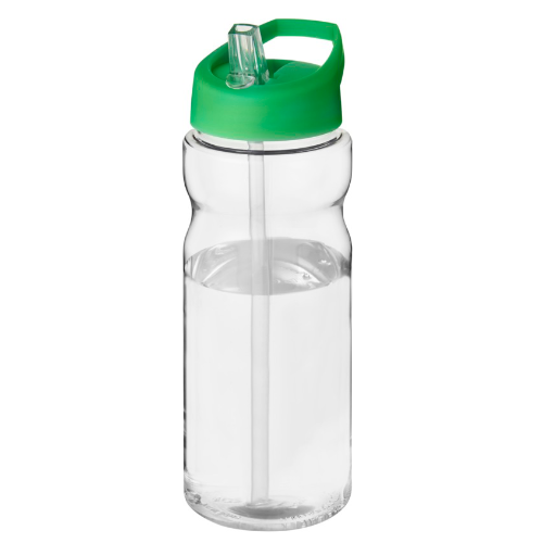 Sportsflaske med hældetud og logo, 650 ml, model H2O Base grøn