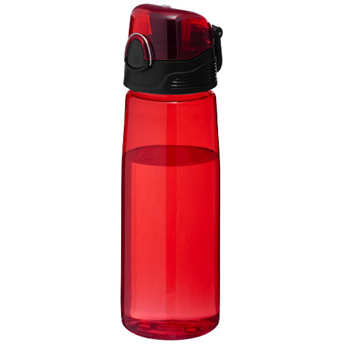 Sportsflaske med logo, trykknap tud, 700 ml, model Capri rød
