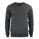 Merino uld striktrøje med logo, herre, model Everett, Cutter&Buck antracit grå