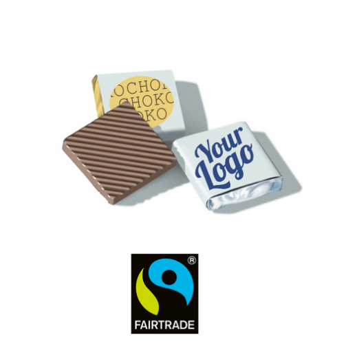 Chokolade med tryk, kvadrat, Fairtrade