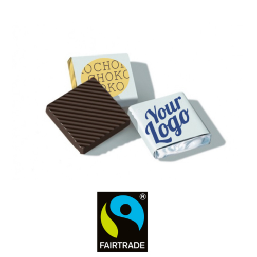 Chokolade med tryk, kvadrat, Fairtrade