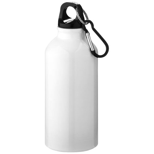 Alu vandflaske med logo, 400 ml, model Oregon hvid