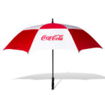 Golfparaply med logo model Cirrus rød hvid