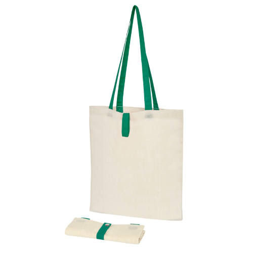 Mulepose med tryk, farvet hank, foldbar, model Nevada, gron