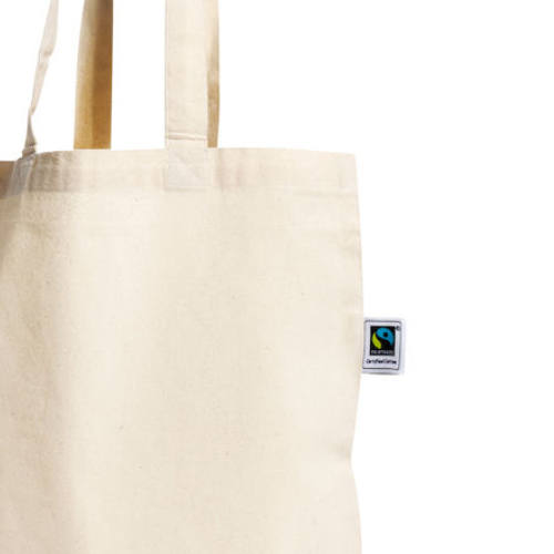 Stofnet med logo i økologisk Fairtrade bomuld naturfarvet