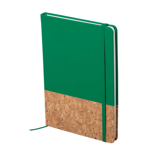 Notesbog i kork med logo, grøn