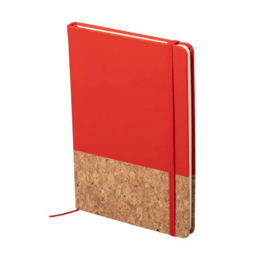 Notesbog i kork med logo, rød
