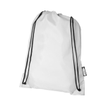 hvid rygsæk med snørrelukning og logo