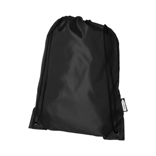 sort rygsæk med snørrelukning og logo