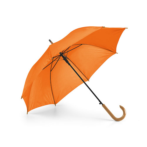 Paraply med logo, træskaft, Ø 104 cm, model Patti orange