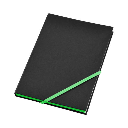 A5-notesbog-med-logo-og-farvet-elastik-gron