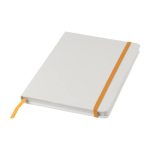 Notesbog-med-tryk-A5-med-farvet-elastik-orange