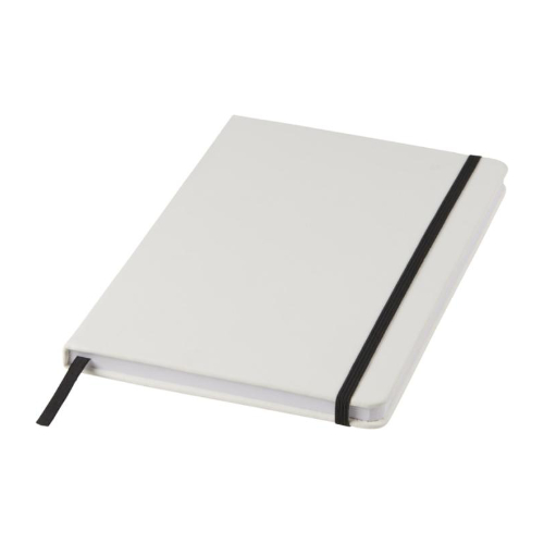 Notesbog-med-tryk-A5-med-farvet-elastik-sort