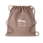 brun bæredygtig gymnastikpose med logo med eksempel