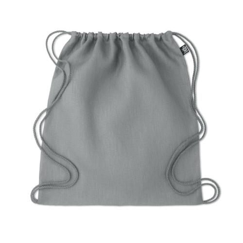 grå bæredygtig gymnastikpose med logo