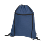 Blå rygsæk med logo og snørrelukning