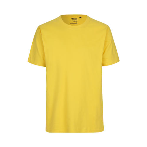 Klassisk-tshirt-med-tryk-oekologisk-fairtrade-Neutral-gul