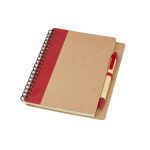 A6-notesbog-og-kuglepen-med-logo-genbrugsmaterialer-roed