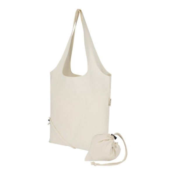Foldbar-mulepose-med-logo-i-genanvendt-bomuld-og-polyester-model-Madras-hvid