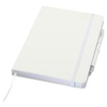 Saet-med-notesbog-og-kuglepen-med-logo-i-genanvendte-materialer-hvid